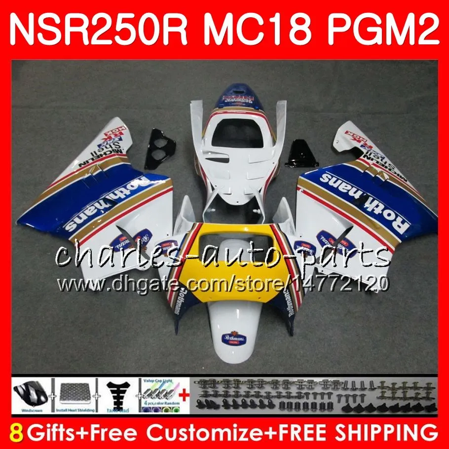 Corpo Para HONDA NSR 250 R MC18 PGM2 NSR 250R NS250 NSR250R Rothmans Azul 88 89 78HM.39 MC16 NSR250 R RR NSR250RR 1988 1989 88 89 Kit de Carenagens