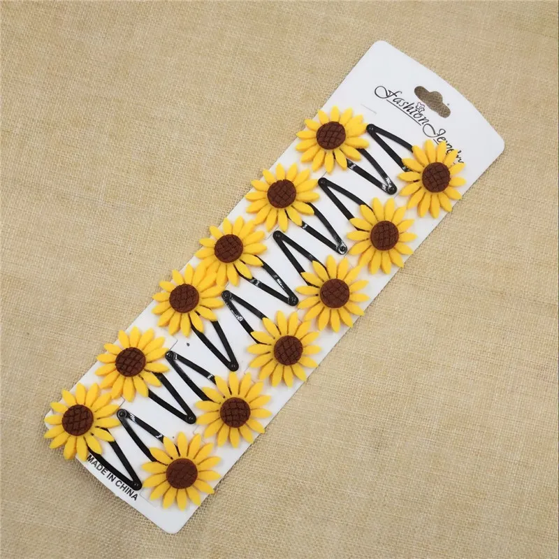 OATHYAN 12 pièces pince à cheveux élégante bébé enfants filles épingles à cheveux accessoires de cheveux Barrettes à fleurs jaunes enfants Bobby Pin7151305