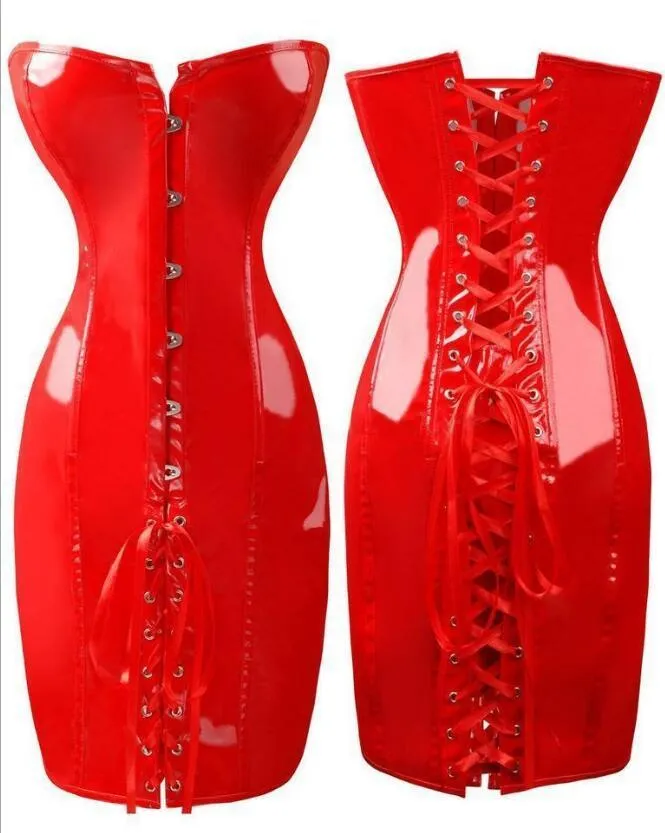 open lace back dress Red Leather Tube Dress – Long, Strapless