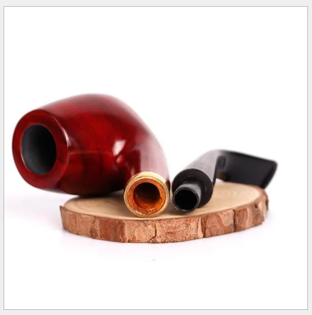 Pipa tabacco curva in legno di sandalo rosso fatta a mano con filtro da 9 mm in mogano 653