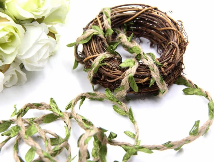 DIY folhas artificiais corda twine com folha de seda deixa guirlandas de flores para casa jardim / festa de casamento decoração flores falsificadas