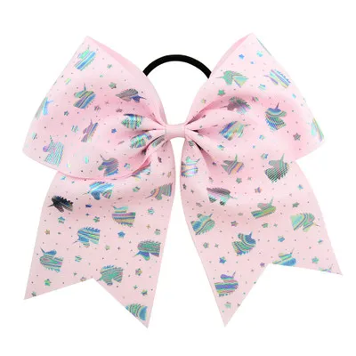 8039039 Stora färgglada bågar Klipp för flickor Unicorn Heart Printed Hairbows Ponytail Kids Gifts Hårtillbehör HD8283675712