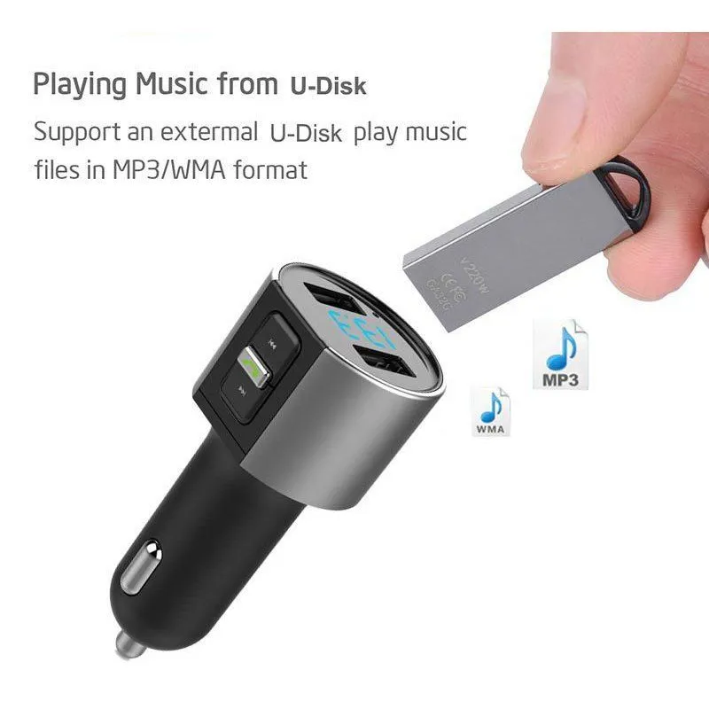 New High-Quality Wireless In-Car Bluetooth FM Transmitter Radio Adapter Car Kit Black MP3 Player USB Charge DHL UPS MORE 