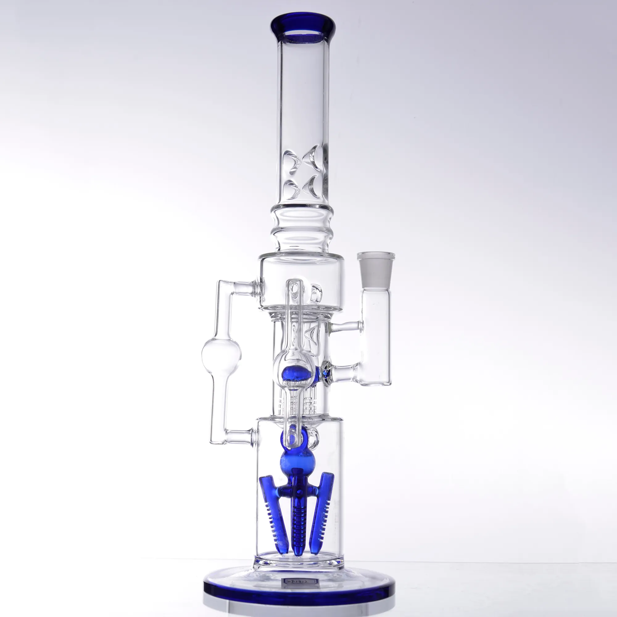 Glass Bongs Big Blue Recycler Beaker Water Smoking Pipe Straight Tube