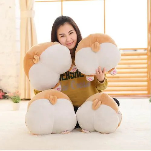 Hot Sale Corgi Dog Toys Cute Dog Butt Shape Hand Warm Pillow Cartoon Animal Home Sofa Cushion Kids Pillow