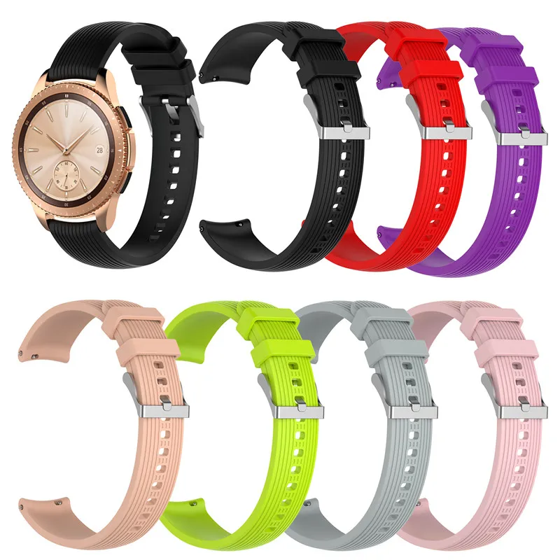 20MM الرياضة سيليكون باند لسامسونج غالاكسي ووتش SM-R810 42MM جير 2 الرياضة حزام ل هوامي Amazfit Bip / Amazfit 2 Smart Watch