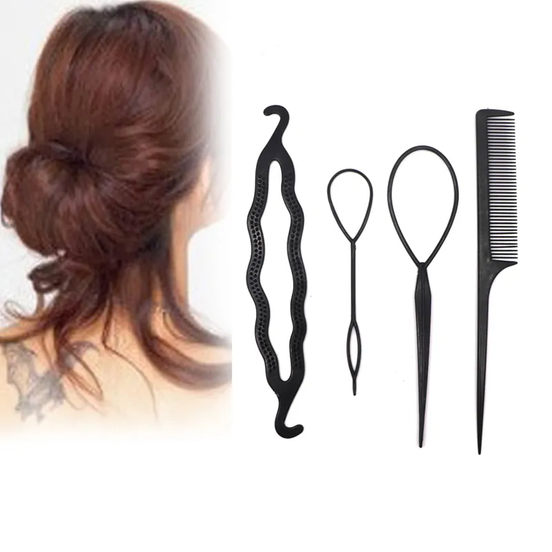 4 pçs / conjunto de ferramentas de estilo de cabelo quente para weave trança pente de cabelo puxar pinos clips gancho placa feita keardressing estilistas