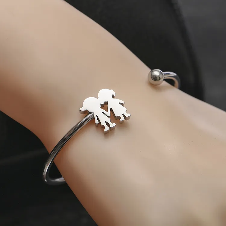 Forme élégante femmes bracelet ouvert créatif en acier inoxydable polissage bracelet accessoires de fête couple bracelet beau cadeau bateau gratuit