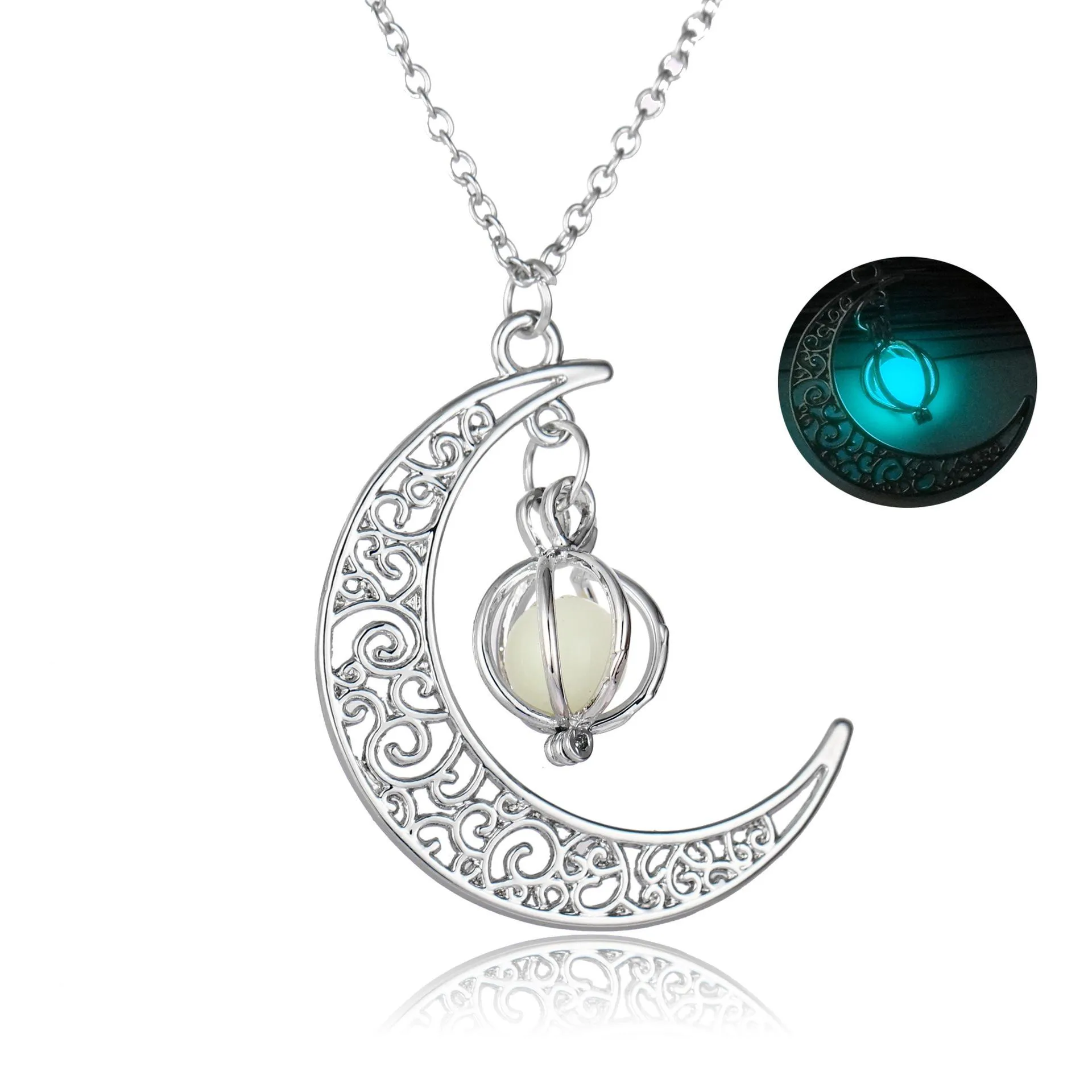 Essentials Huile Diffuseur Collier Glow In The Dark Aromathérapie Médaillons Flottants Lune Pendentif Colliers Pour Femmes Bijoux De Mode