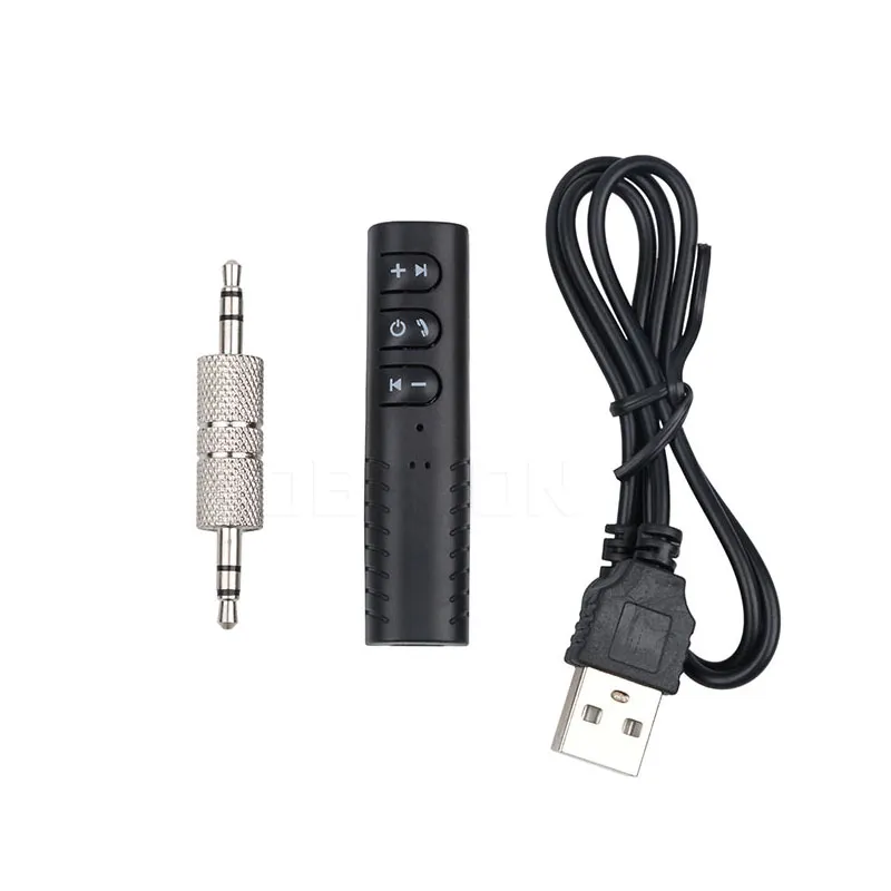 Clip-on Draadloze AUX Bluetooth-ontvanger Auto Hoofdtelefoon Luidspreker 3.5mm Bluetooth Audio Muziekadapter met Mic PP-pakket 50 stks / partij