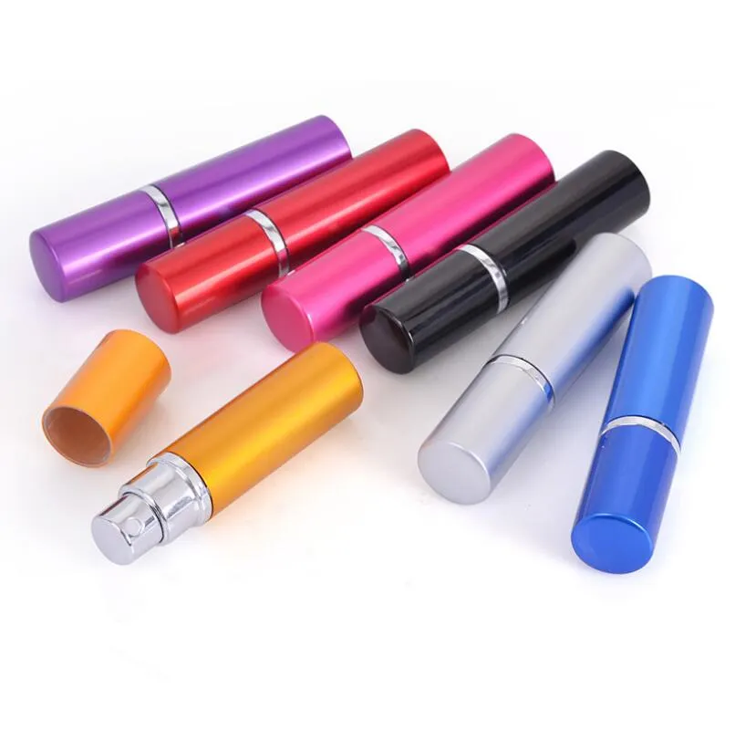 Mini Podróż Przenośny Mieszany Kolor Butelka Perfumy 5ml Aluminium Compact Atomizer Zapach Szkło Szkło Butelka LX2882