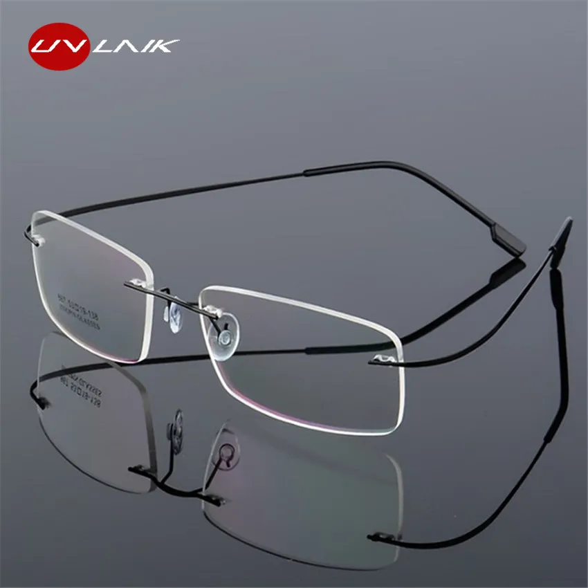 Uvlaik Damless Titanium Eyeglasses Ramki Kobiety Mężczyźni Elastyczna Okularka Optical Spection Okulary Bezramowe okulary okulary