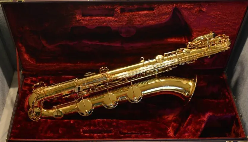 Jupiter JBS1000 Sassofono baritono con corpo in ottone Superficie laccata dorata Strumenti di marca E Sax piatto con custodia in tela bocchino