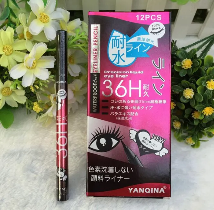 Nuevo 36H impermeable líquido negro delineador de ojos lápiz antideslizante delineador de ojos pluma para maquillaje cosmético uso en el hogar calidad envío rápido