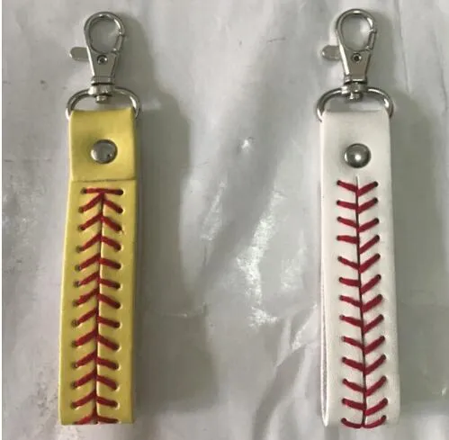 2018 nueva fábrica es llavero de béisbol barato, accesorios de softball de lanzamiento rápido llaveros de costura de béisbol