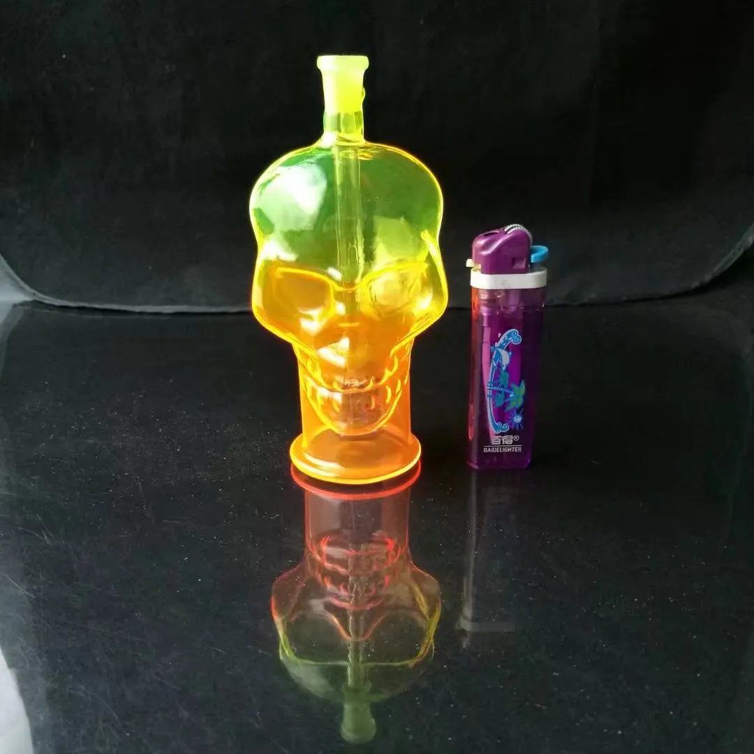 Color spray skull bone pot Wholesale Glass Bongs Accessories, Glass Water Pipe Smoking, 