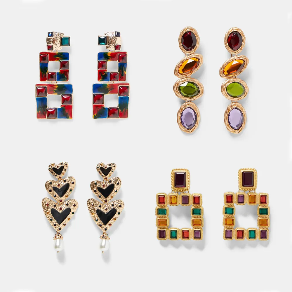 Best lady Vintage Drop Dangle Earrings For Women Metal Trendy Wedding Party Bohemian Jewelry Christmas Gifts Multicolored