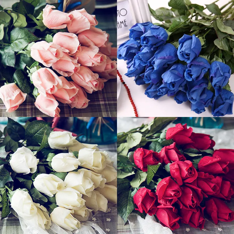 High Simulation Rose Artificial Real Touch Flower Home Garden Decor Party Fake Flowers Wedding Decorations Multi Colors