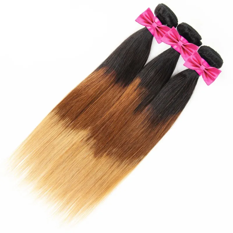 Indian Raw Virgin Hair Straight 1B427 Hår exenisons 3 buntar indiska raka väver naturlig färg från Leila5037688