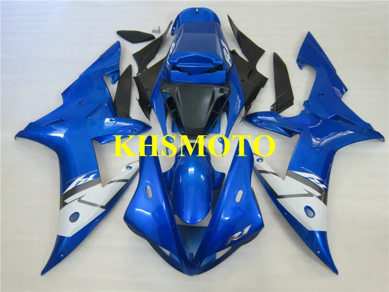 Anpassad insprutning Mote Fairing Kit för Yamaha YZFR1 02 03 YZF R1 2002 2003 YZF1000 ABS Blue White Fairings Set + Gifts Ye21