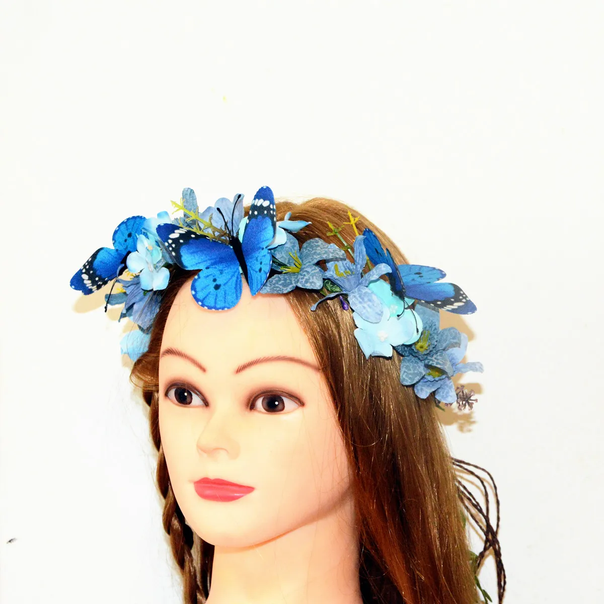 Cerchietto Da Principessa Con Fiori E Strass – Accessorio Per Capelli Elegante Per Sposa, Ragazze E Donne (Blu, Regolabile) - 4