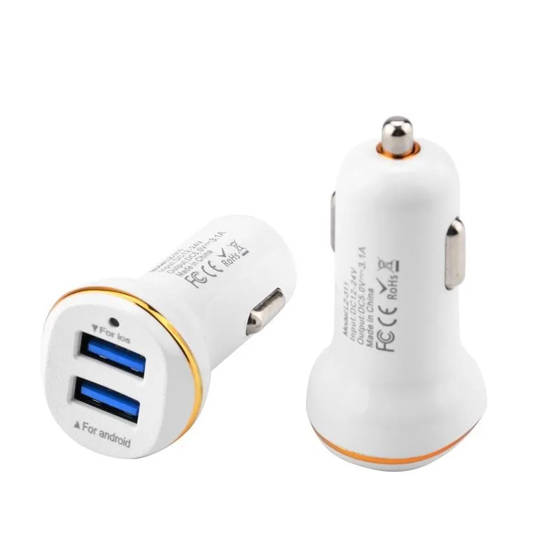 Quick Dual USB Ports 3.1A Caricabatterie auto Caricabatterie Samsung s7 s8 Android Phone GPS mp3