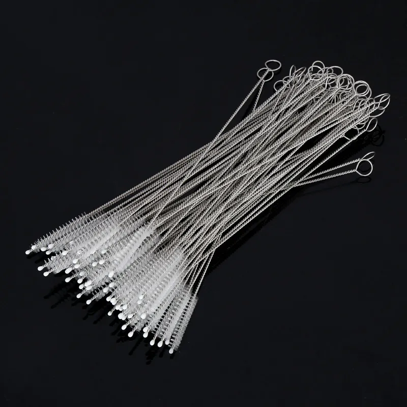 Drinking Stainless Steel Straw Brush Metal Reusable Cocktail Drinking Straw Cleaner Brushes Nylon Brush For Straw Wholesale