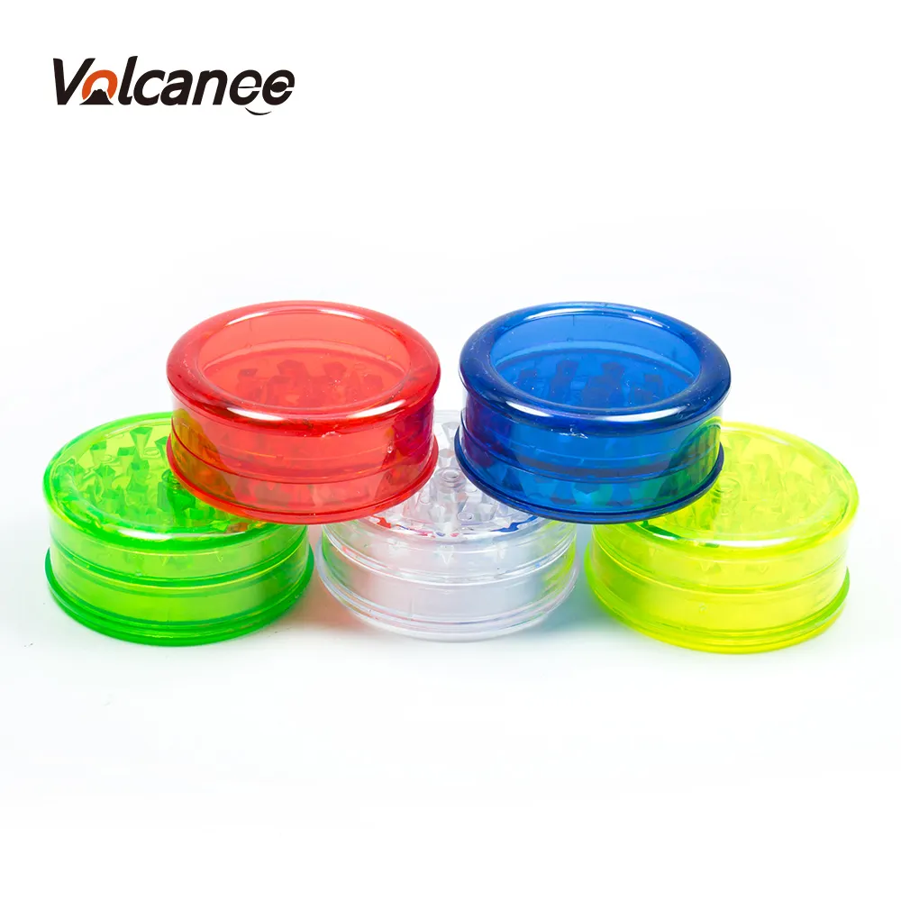 Volcanee Wholesale Newest Plastic 60mm 5 colors magnetic herb Grinders 3 Parts for dry herb Grinder