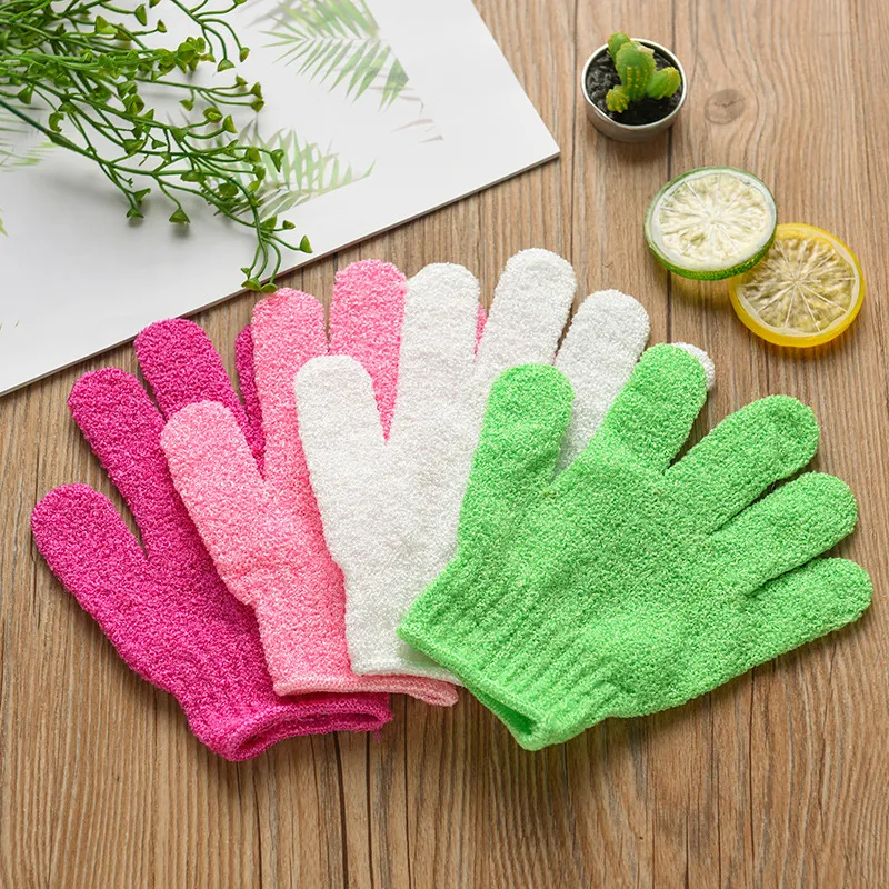 Exfoliating Wash Gloves Skin Body Bathing Mittens Scrub Massage Spa Bath Finger Gloves C4861