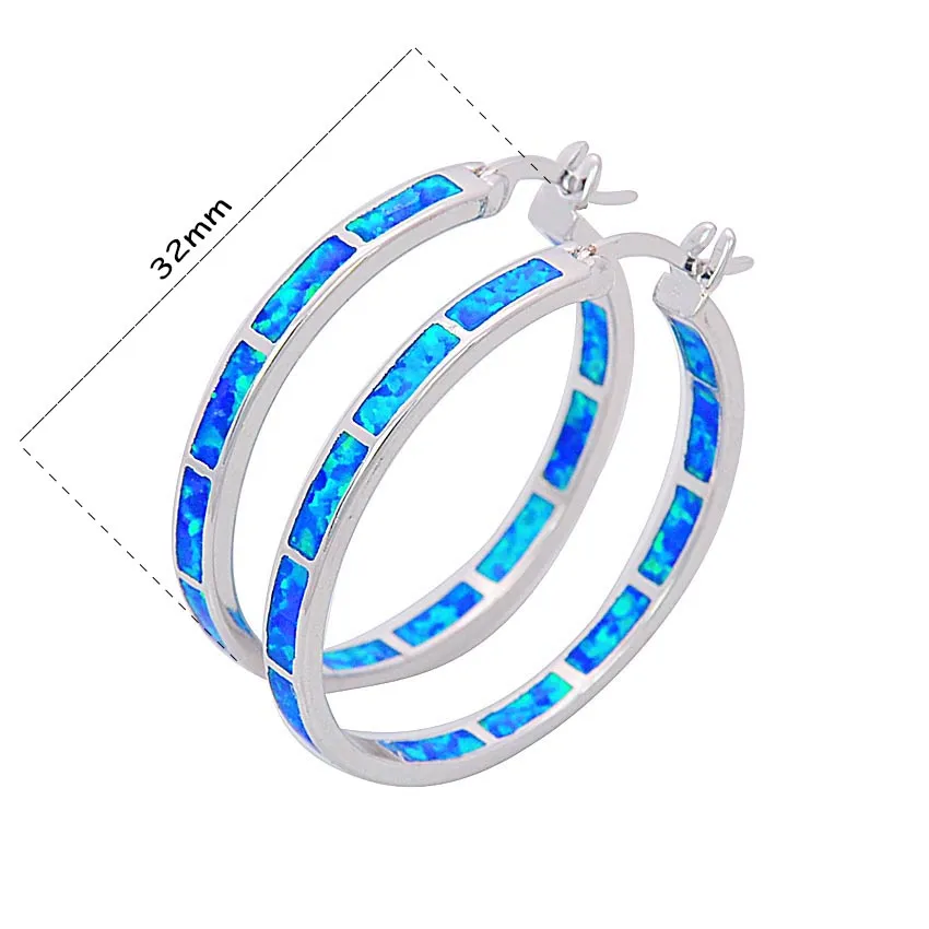 Wholesale & Retail Fashion Blue &White Multicolour Fine Fire Opal Earrings 925 Silver Plated Jewelry EJL1631001