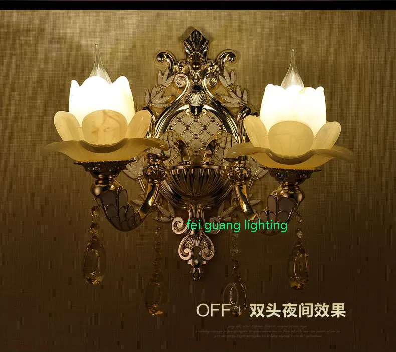 European Crystal Wall Lamp Zinc Alloy Living Room Background Warm Bedroom Bedside Lamp Corridor Jade Light