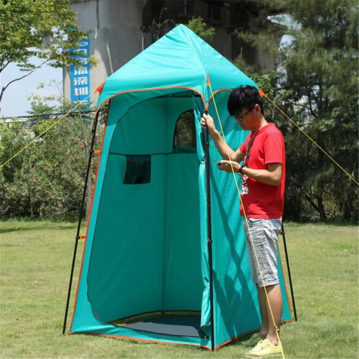 VidaXL Tenda da Campeggio per Doccia WC Spogliatoio Giallo