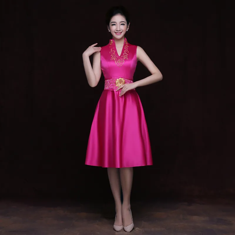 Nowy modny chiński nowoczesny qipao krótki rocznik party sukienka chiński tradycyjny stojak kołnierz cheongsam styl kobiety letnia sukienka