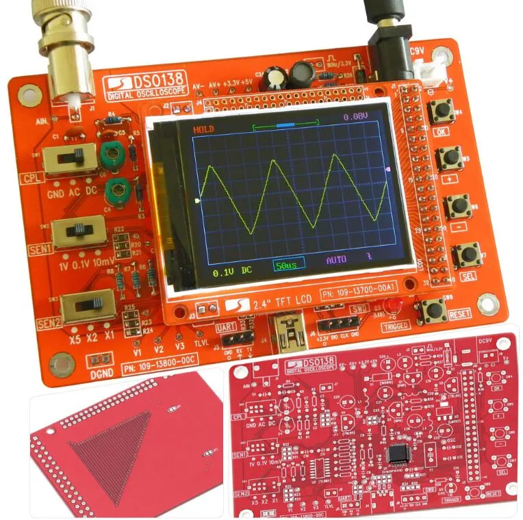 DSO138 Oscilloscopio digitale Kit fai-da-te Parti fai-da-te la produzione di oscilloscopi Strumento diagnostico elettronico Apprendimento osciloscopio Set 1Msps