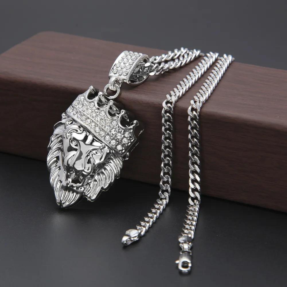 2018 Mens Hip Hop Jewelry Iced Out 18K Gold Plated Fashion Bling Bling Lion Head Pendant Men Necklace Gold Fylt For GiftPre1794974