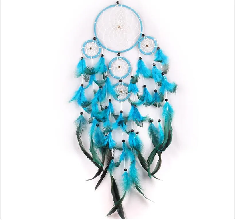 Big Dreamcatchers Wind Chime Net Hoops With 5 Rings Dream Catcher For Car Wall Hanging PLAINT Ornaments Decoration Craft 8773941