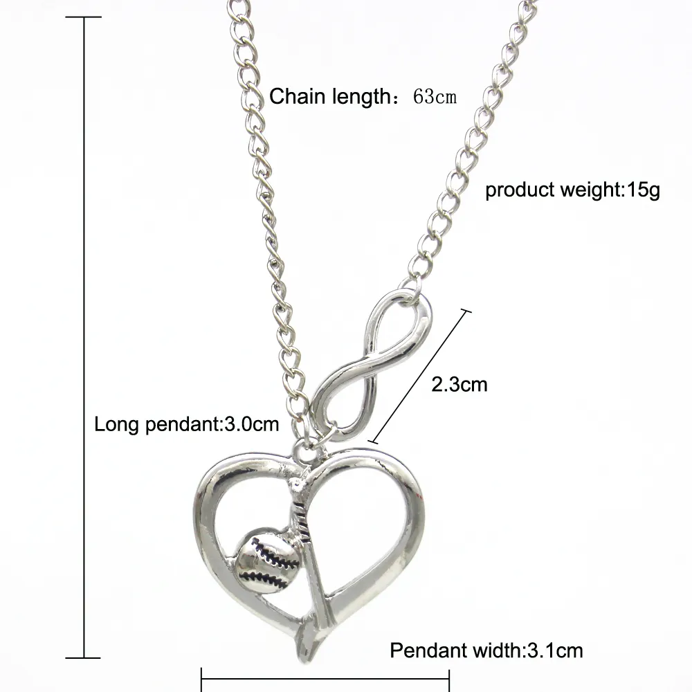 2018 Softball Baseball Heart Red Wine Gun for Mother Father Gifts Jewelry Necklace無料配送
