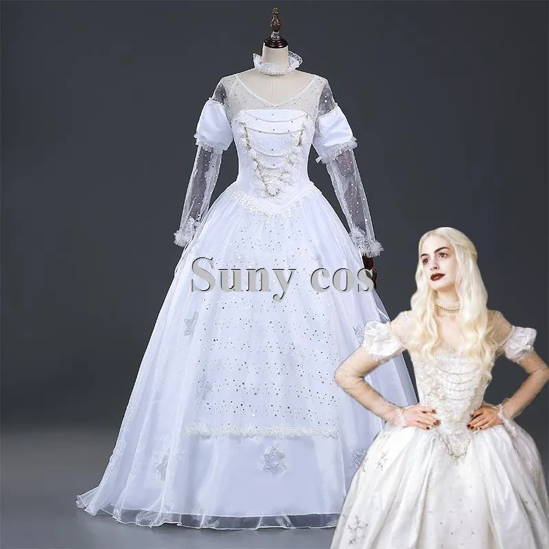 Alice in Wonderland White Queen Movie Halloween cosplay kostym