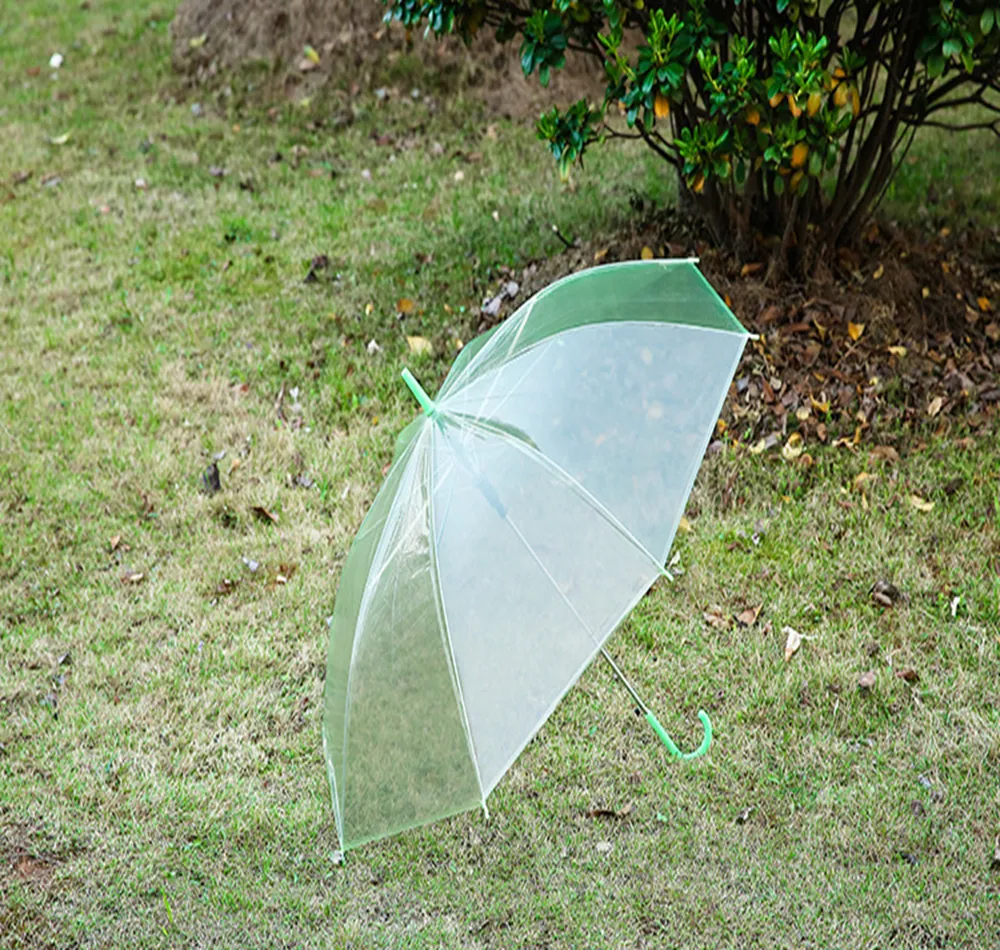 Parapluie de pluie Transparent clair PVC pluie dôme bulle pluie pare-soleil longue poignée droite bâton parapluie DDA164