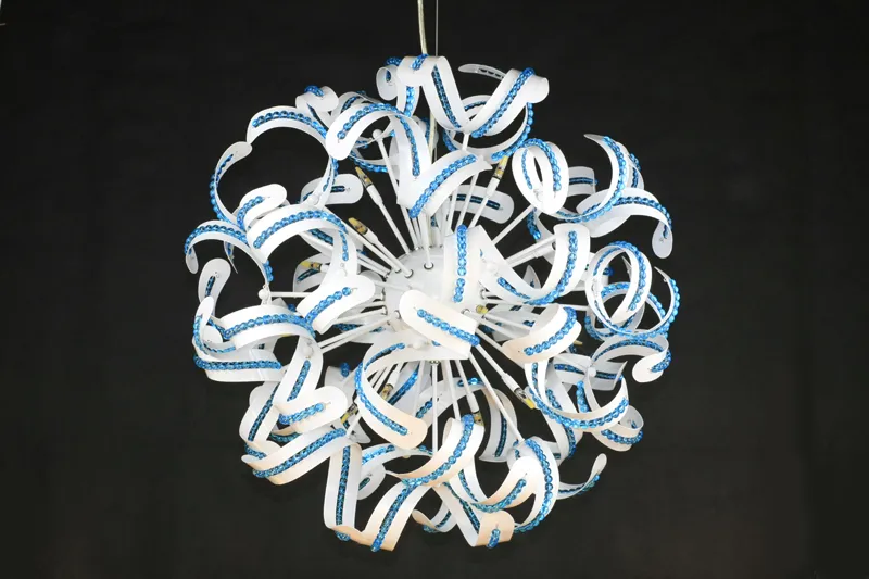 crystal chandelier Pure white ball snowball 550 mm Iron and steel diameter Sky blue crystal