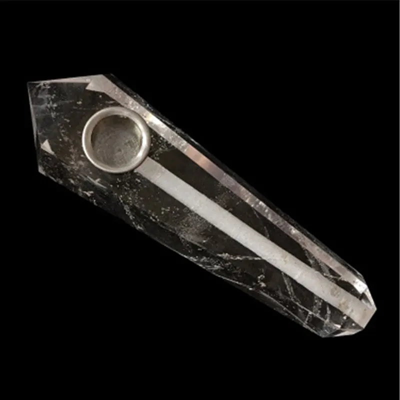 Clear Crystal Quartz Healing Rock Stone Wand Pontos de fumantes Pipes Super Grade Translúcida Branca Natura