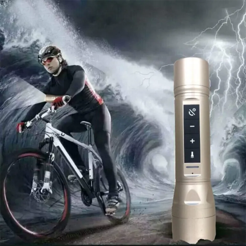 Mini altoparlante wireless 4 in 1 Bluetooth 2200mAh Power bank Sport all'aria aperta bicicletta Radio FM Lampada a LED bici