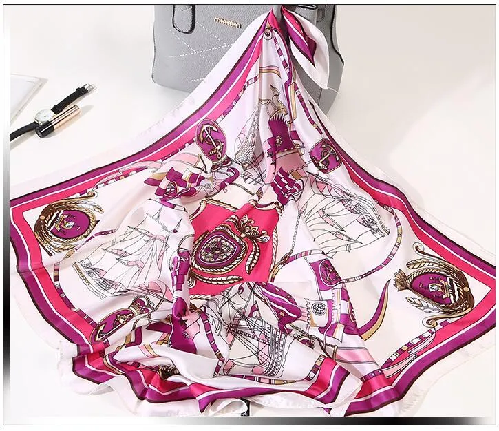 70 * 70 cm Bandane da donna Multifunzione in poliestere Sciarpa di seta Stampe in raso Scialli e sciarpe quadrati piccoli Foulard Fazzoletto da collo