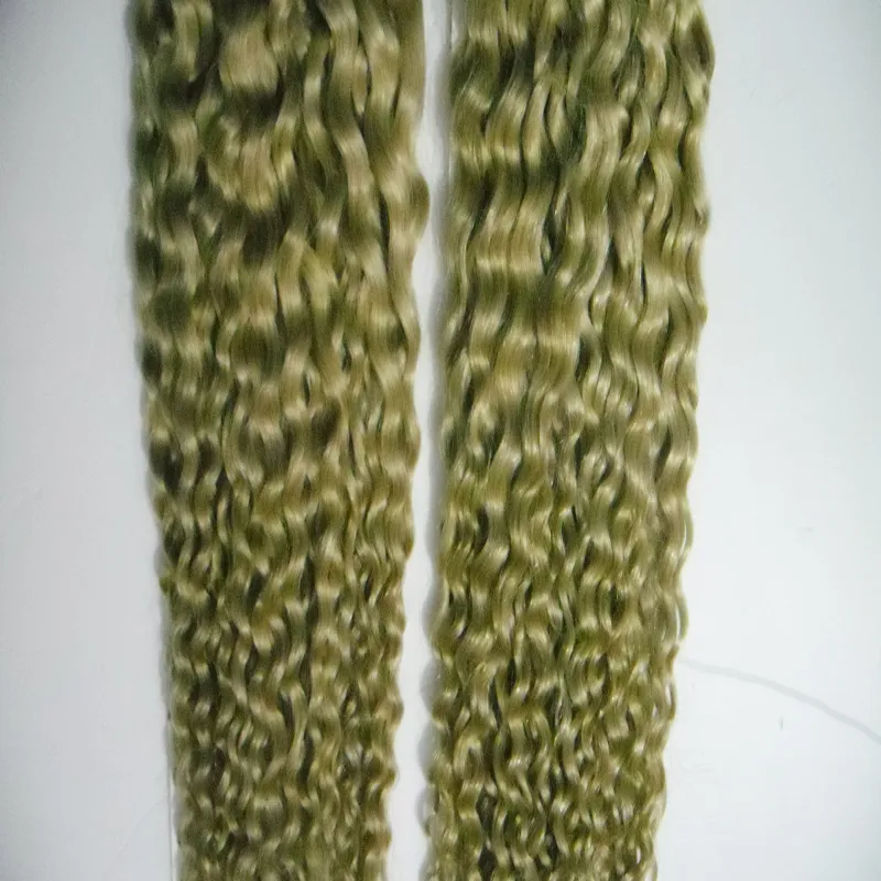 613 candeggina bionda brasiliana ricci crespi capelli umani 2 pezzi fasci di tessuto dei capelli tesse vergini brasiliane dei capelli dell'onda, doppio disegnato