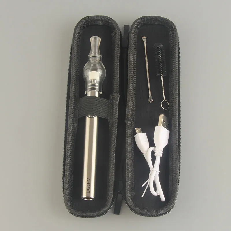 1st UGO Dabber Wax Vape Glas Globe Dab Pennor Starter Kit Dome Portable Vaporizer UGO V 510 Batteri eCigs Mini Zipper eGo Fodral