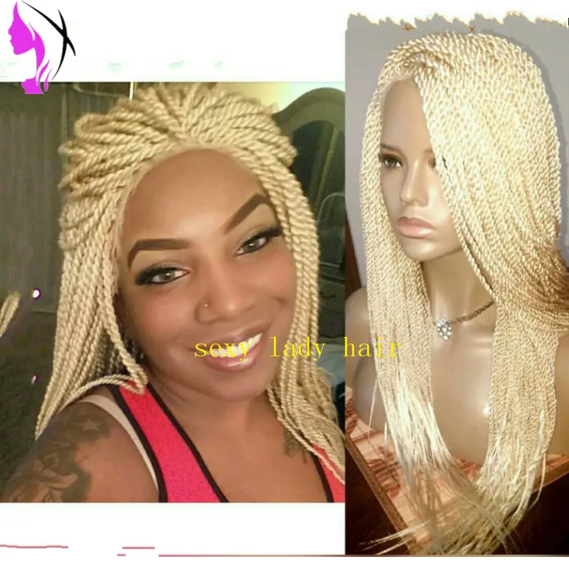 200 Density Full Handmade Braided Synthetic Lace Front Wig  display picture 1