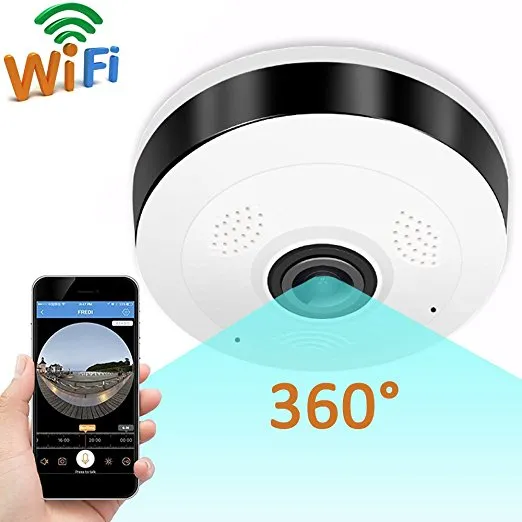 360 graders panorama Fisheye Wireless Indoor Security Camera med nattsyn, tvåvägs ljudövervakningssäkerhet för att hålla dig hemfast