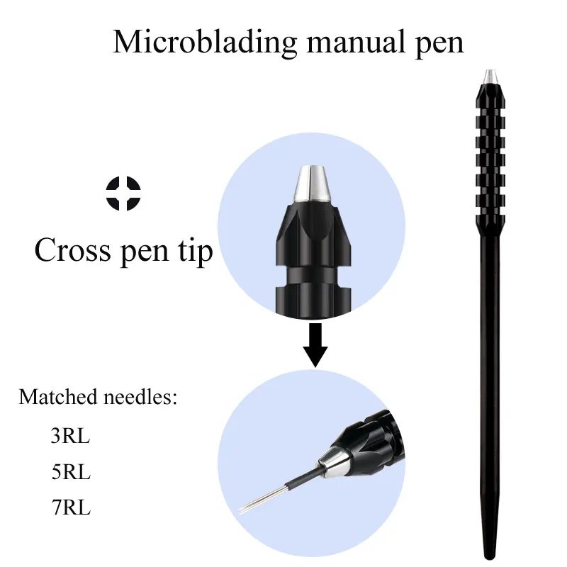 Microblading Manual Pen Permanent Makeup Professional Tattoo Pen Gun Match med Blade för 3D -broderi Eyebrow Tattoo Accessories2160026