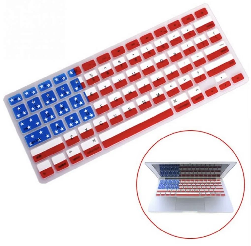 Hot American Flag Skin Silicone Protector Keyboard Cover Film Guard för Apple MacBook Air 13INCH 15INCH PRO 17INCH