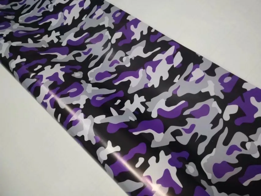 Blanc Noir Violet Nuit Urbaine Camo Vinyle Wrap De Voiture Avec Bulle D'air Free Arctic Camouflage Graphics Autocollant De Voiture Taille 1.52x10m / 20m / 30m Roll